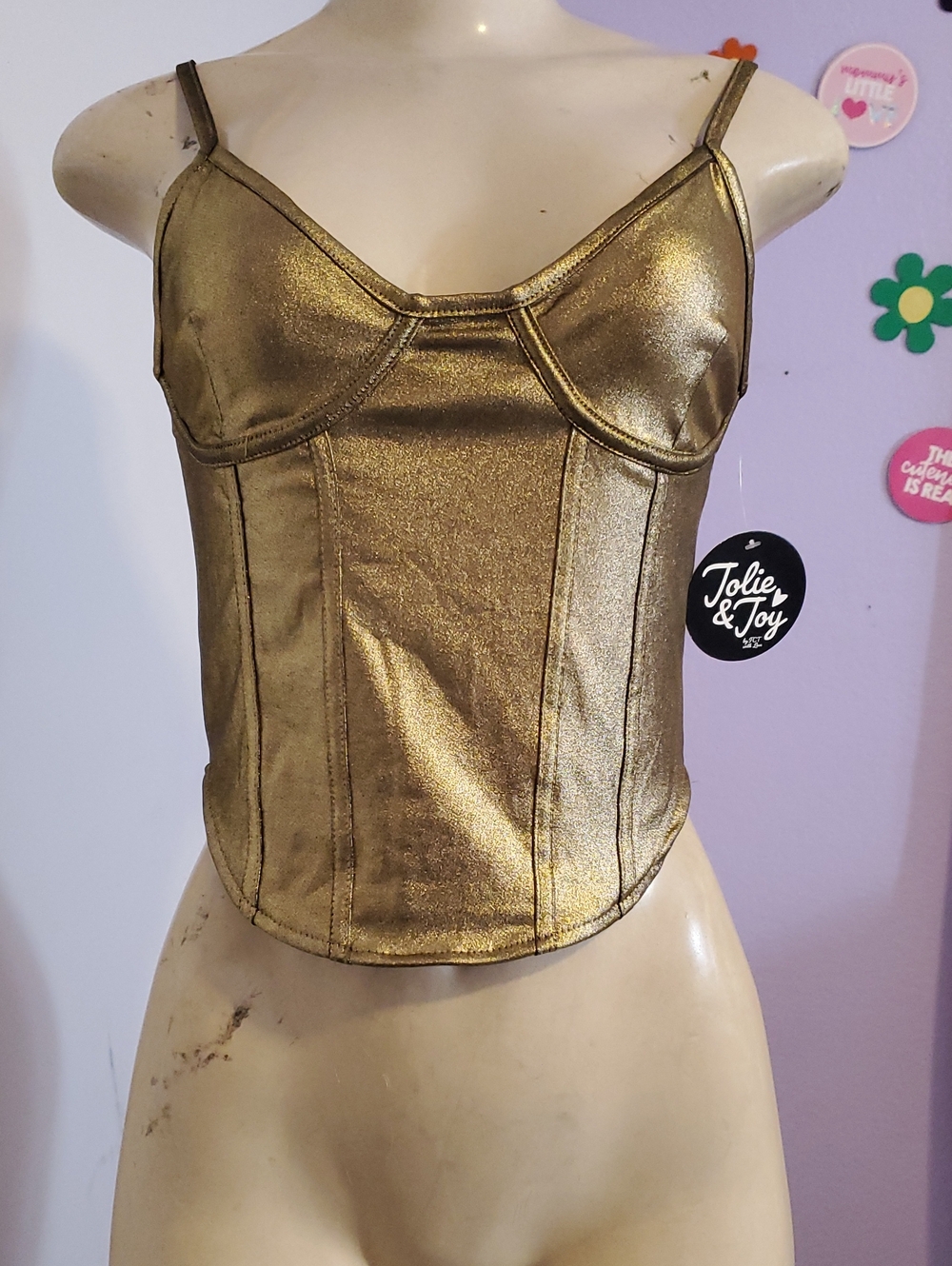 Jolie & Joy Gold Metallic Corset Camisole